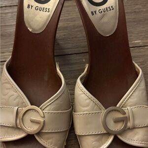 Guess Women's Beige Heels with Logo Accent